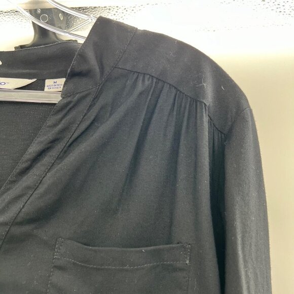 Great Northwest Indigo Pullover Top Long Roll Tab Sleeve Black Sz Medium Buttons - Picture 3 of 8